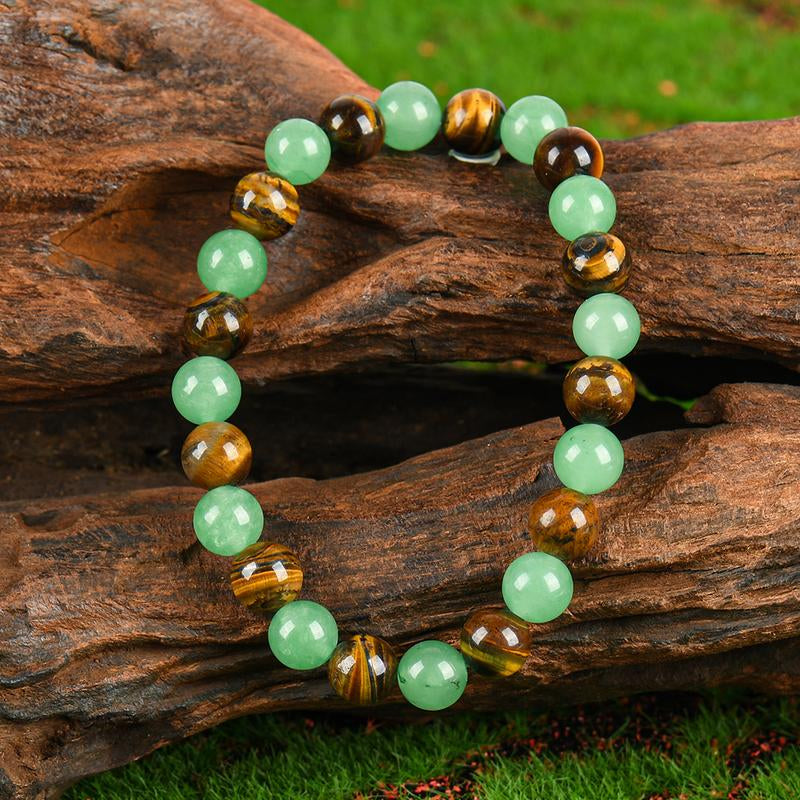 Money Attraction Bracelet – Green Aventurine & Tiger Eye Crystals