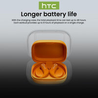 HTC NE61 Wireless Bluetooth Earbuds - Real-Time 134 Language Translation, Heart Rate Monitor, IPX5 Waterproof, 45H Battery Life, Noise Cancelling, Full Color Touch Screen, Compatible with iOS & Android