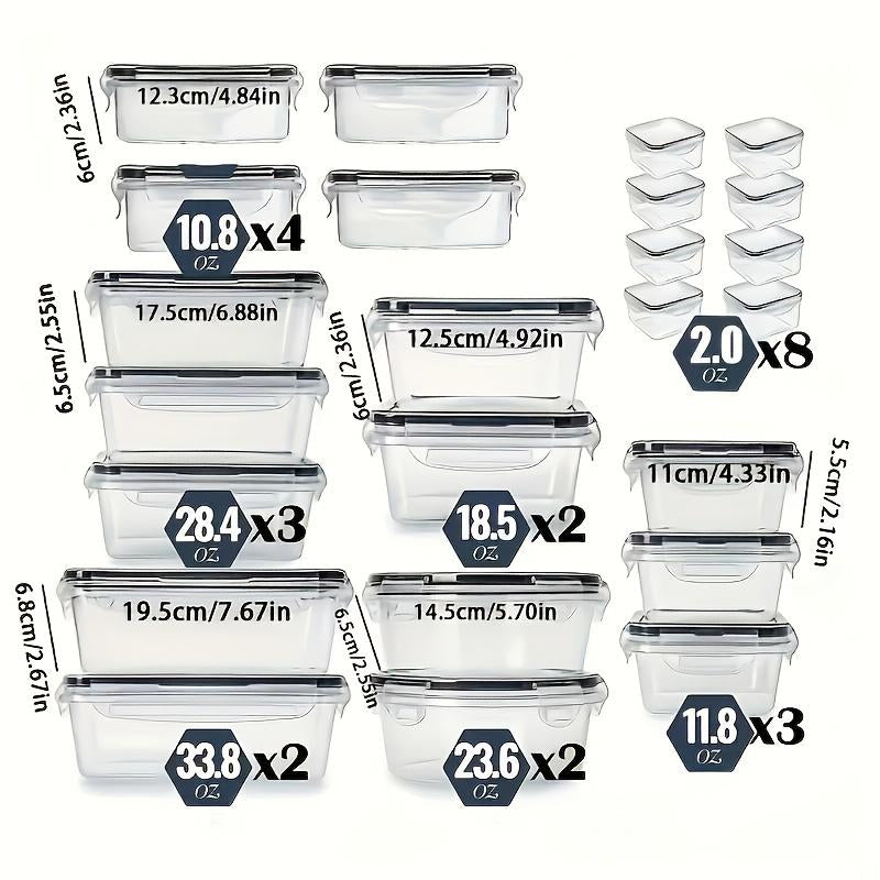 50-Piece Essential Food Storage Box Set with 24 Lids - High-Quality Sealed Containers for Kitchen, Pantry, Travel & Picnics - Includes Labels and Markings