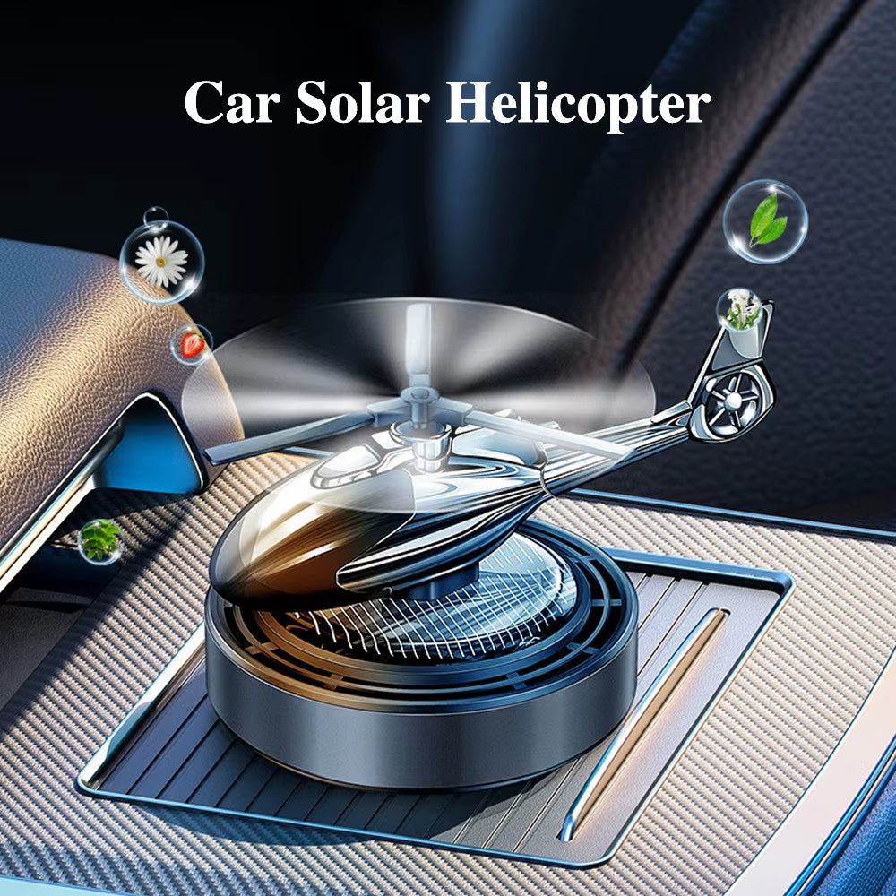 Rotating Helicopter Solar Car Air Freshener - Stylish Perfume Decoration & Flavoring Accessory