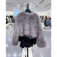 Chic Women’s Suede Cardigan Jacket with Pockets - Vintage Loose Fit Fur Coat for Stylish Streetwear