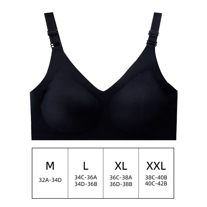 Seamless Wireless Bra for Women - Comfortable Jelly Color Breastfeeding Lingerie with Deep V Gather