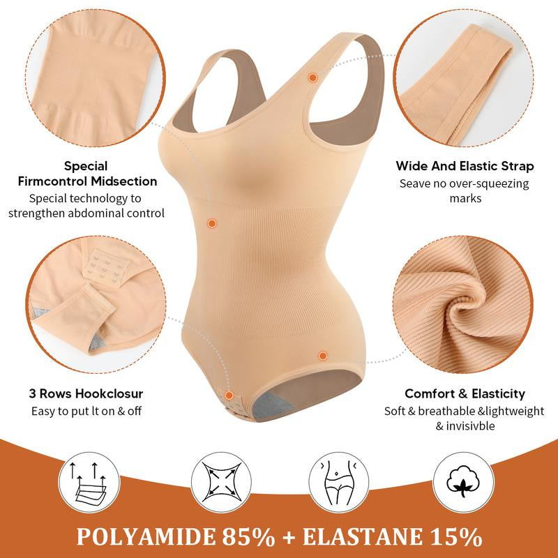 Ultimate Waist Trainer Bodysuit for Women - Tummy Control Seamless Shapewear, Butt Lifter Full Body Shaper in Black, White & Brown - High-Waist Girdle for All-Day Comfort