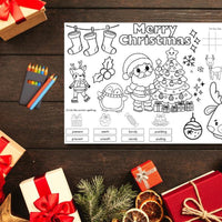 50 Pack Christmas Coloring Placemats for Kids – Fun Holiday Dinner Activity with 10 Unique Designs (11x17)