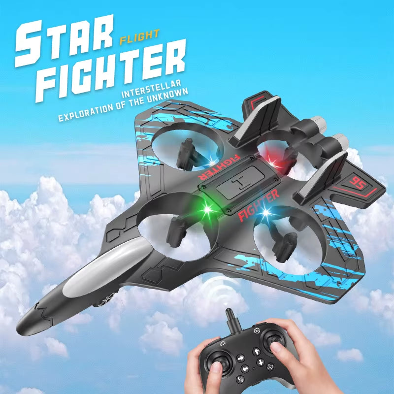 2.4G Remote Control LED Foam Fighter Glider - Stunt Tumbling UAV Helicopter with Colorful Lights