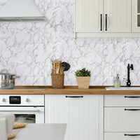 Glossy White Grey Marble Contact Paper - 15.7" x 118" Self-Adhesive Peel and Stick Wallpaper for Countertops, Cabinets, and Bathrooms