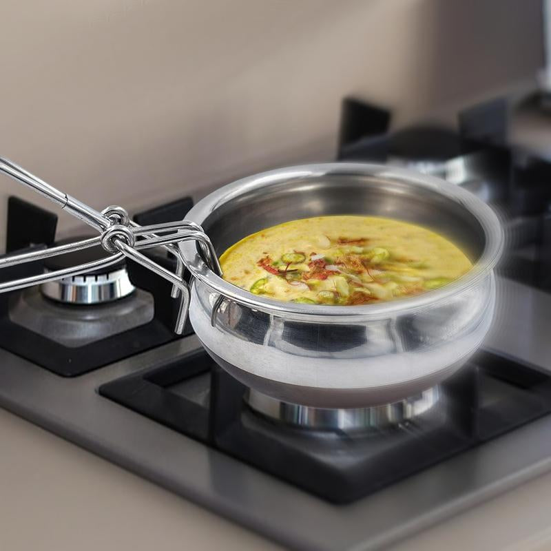 Heavy-Duty Stainless Steel Hot Pot Gripper Tongs | Heat-Resistant Kitchen Tool for Safe Lifting