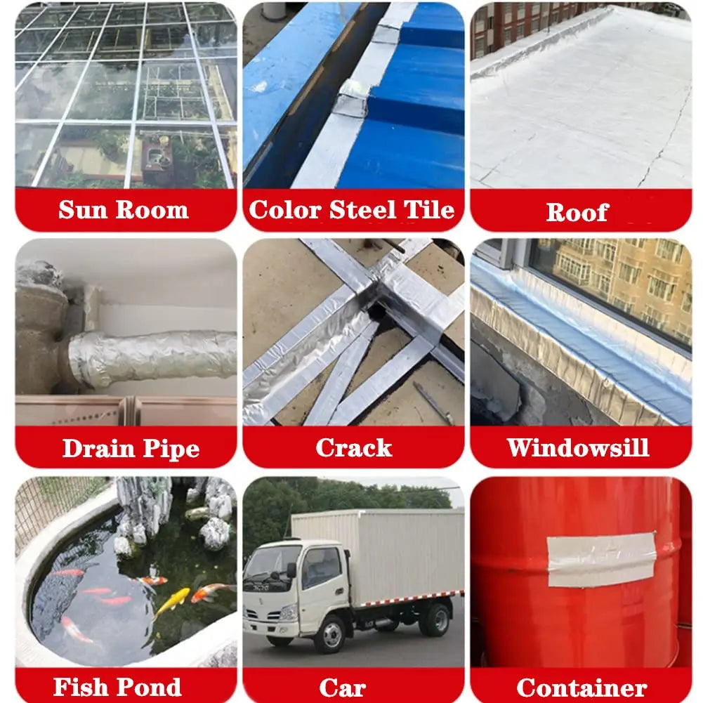 Premium Waterproof Aluminum Foil Tape - High-Temperature Resistant Butyl Sealant for Wall, Pool, Roof Repairs - Heavy-Duty Self-Adhesive Duct Tape