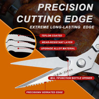Heavy-Duty Stainless Steel Kitchen Scissors - Sharp All-Purpose Shears for Meat, Poultry, and More – Dishwasher Safe & Perfect for Father's Day!