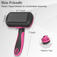 Self-Cleaning Slicker Brush for Dogs & Cats – Gentle Grooming, Easy Deshedding & Hair Removal (Pink)