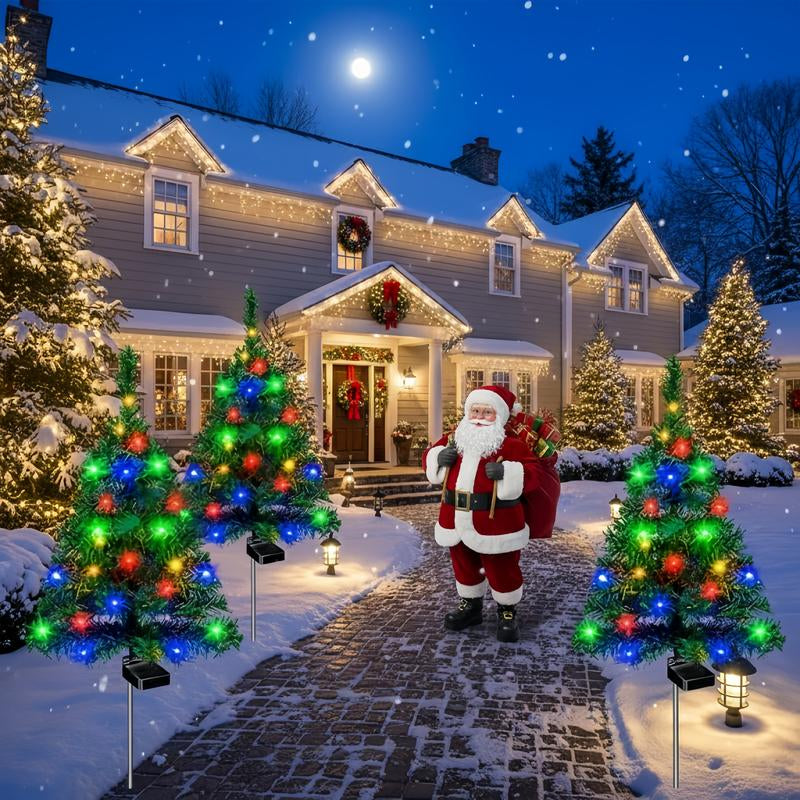 4-Pack Solar Christmas Tree Lights – Waterproof Outdoor Decorations for Gardens, Pathways, and Courtyards