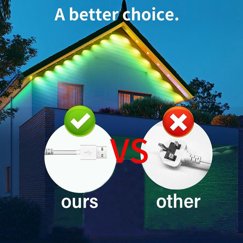 Transform Your Outdoors: Smart LED Eave & String Lights with APP & Remote Control, Waterproof for Patio, Garden & Home