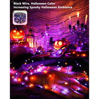 Brizled 78ft 240 LED Orange & Purple Solar Halloween String Lights - 2 Pack with 8 Lighting Modes, Perfect for Spooky Outdoor Decor!
