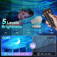 One Fire Northern Lights & Galaxy Projector - 16 Colors, 15 White Noises, Bluetooth Audio & Remote Timer for Bedroom & Living Room Night Light