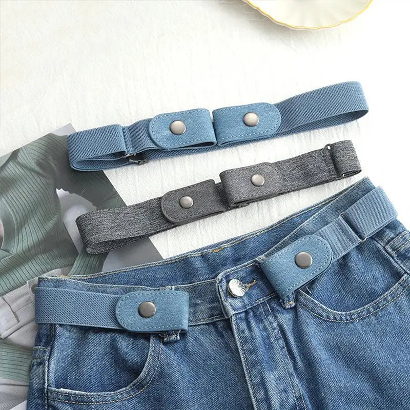 Buckle-Free Adjustable Stretch Elastic Waist Band for Men & Women - Invisible and Comfortable Belt for Jeans and Dresses