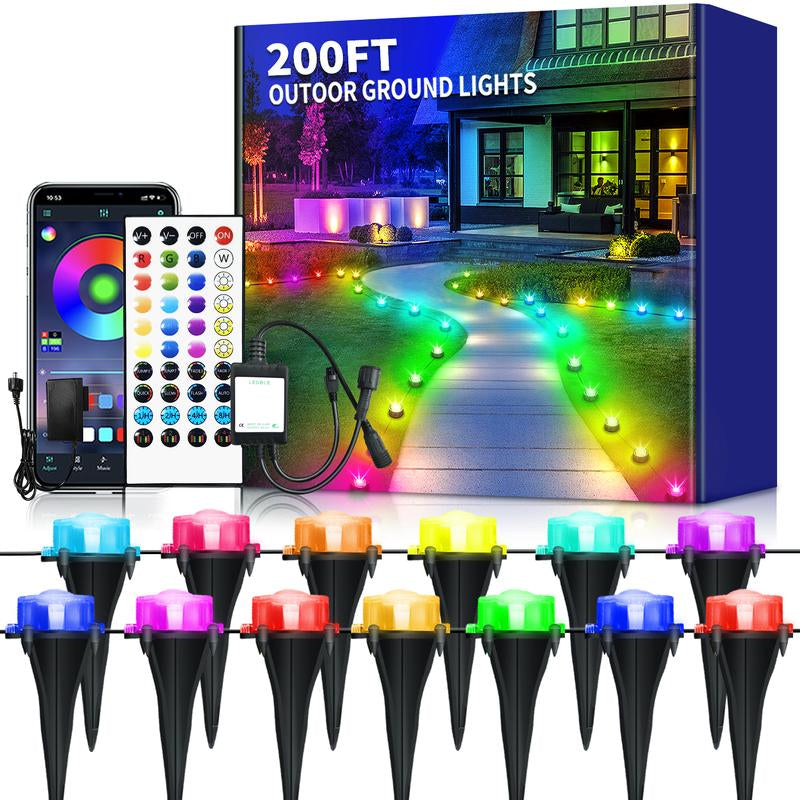 Color Changing RGB Outdoor Ground Lights - Smart Remote & App Control, IP67 Waterproof Pathway Lighting for Garden, Lawn & Holiday Parties