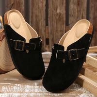 Unisex Suede Clogs with Leather Mules and Cork Footbed - Comfortable Slip-On Sandals