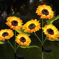 Stunning 2-Piece 3-Head Solar Garden Lights – Waterproof Sunflower Lamps for Beautiful Yard, Path, and Landscape Decoration