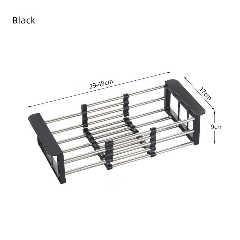 2-In-1 Stainless Steel Retractable Sink Dish Drying Rack - Versatile Kitchen Countertop Organizer for Dishes, Vegetables, and Fruits
