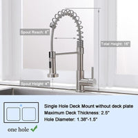Brushed Nickel Kitchen Faucet with Pull-Down Sprayer - Modern Stainless Steel Single Handle for Farmhouse, RV, and Outdoor Use