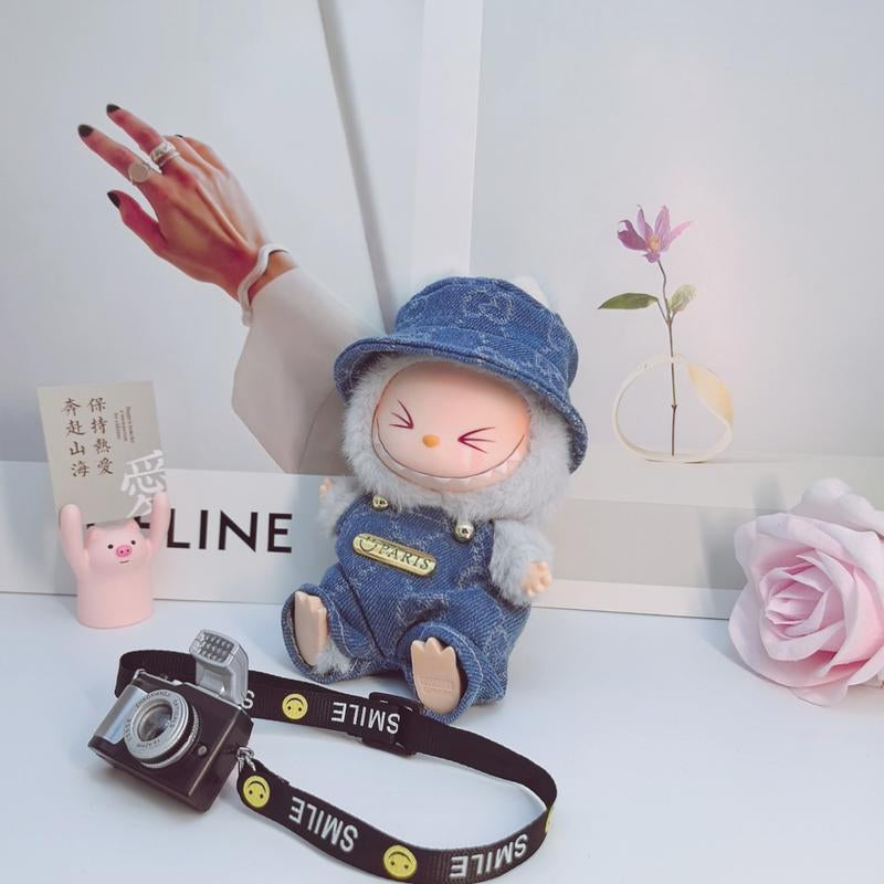 Labubu Fashion Miniature Outfit Set – Trendy Suspender Pant Replacement & Purse for 12" Oak Small Dolls – Blind Box Surprise!