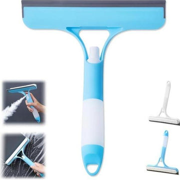 Versatile 3-in-1 Window Cleaning Tool: Sprayer, Squeegee & Scrubber for Sparkling Clean Surfaces – Perfect for Home, Car, and Shower Glass – Blue, White, Yellow