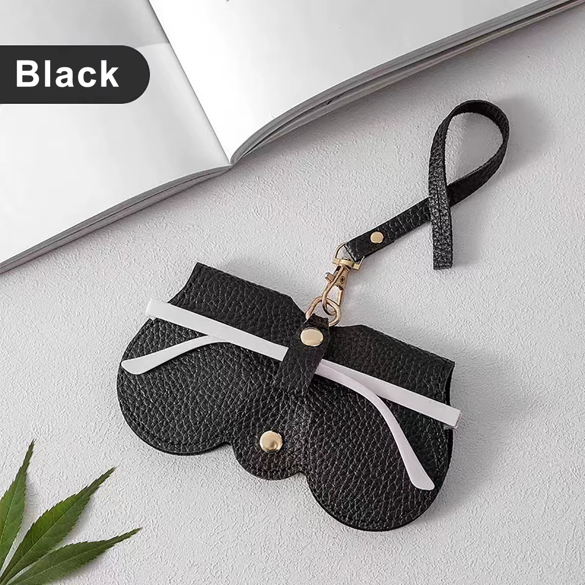 Cute Litchi Embossed PU Leather Glasses Case - Portable Sunglasses & Reading Glasses Storage Bag