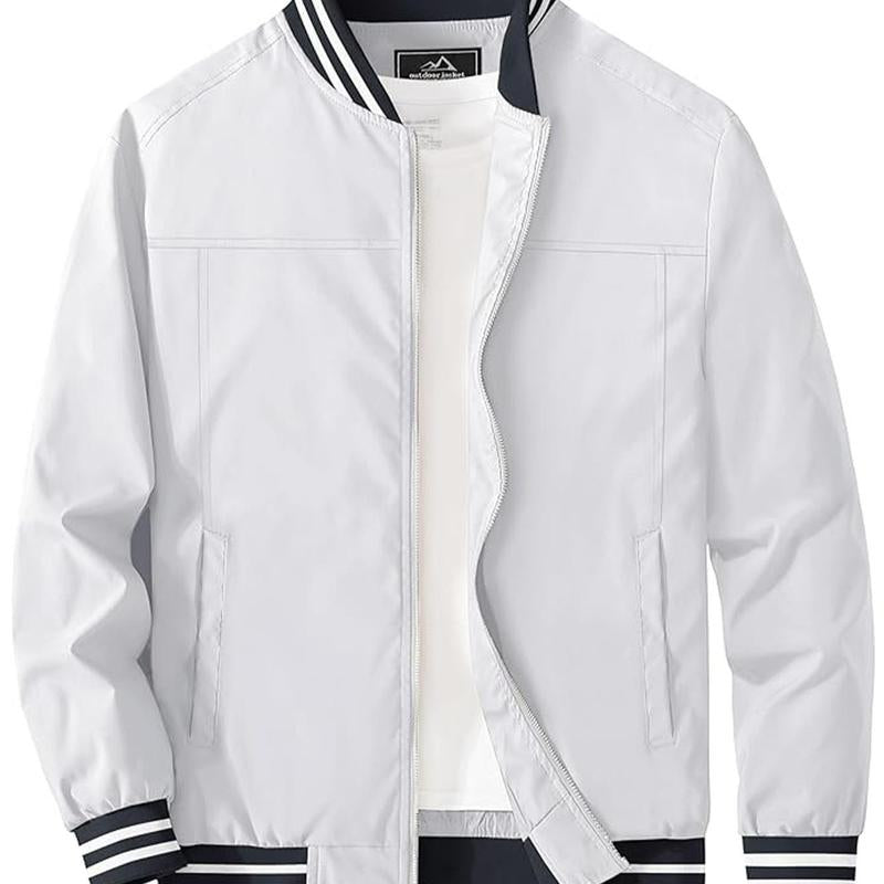Lightweight Men's Bomber Jacket - Stylish Casual Zip Coat with Pockets for Spring & Autumn