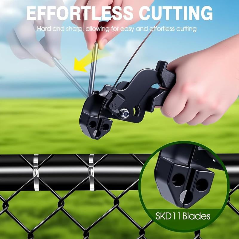Heavy-Duty Metal Zip Ties with Stainless Steel Tie Gun - 100 Pack, 11.8 Inch UV Resistant Fastening Tool for Fences and Outdoor Use