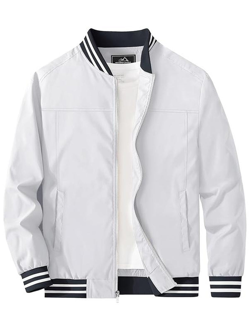 Lightweight Men's Bomber Jacket - Stylish Casual Zip Coat with Pockets for Spring & Autumn