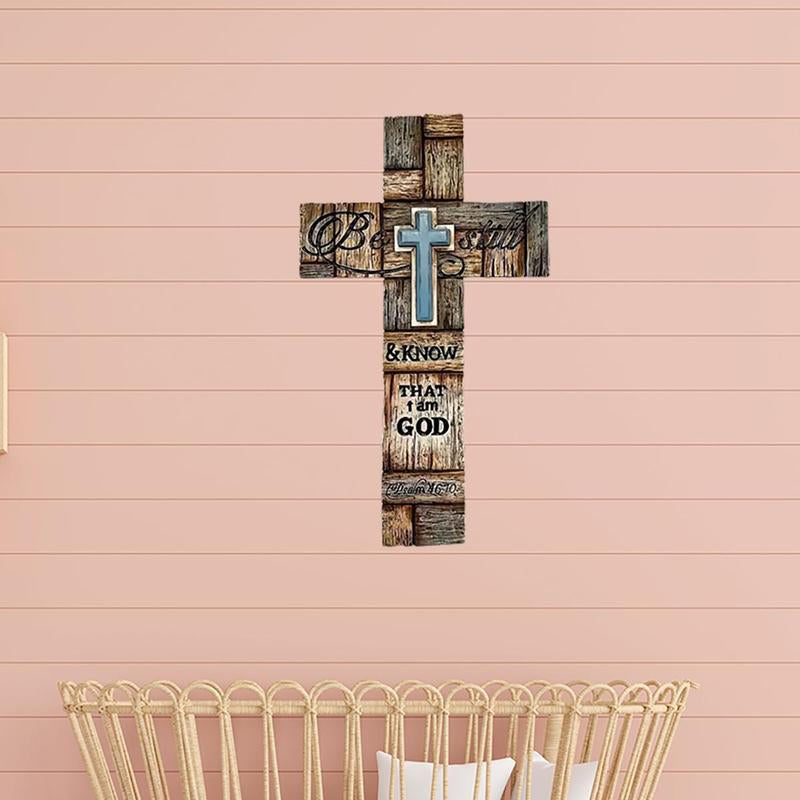 Elegant Wooden Cross Wall Art - Inspirational Bible Verse Decor for Prayer Rooms & Home, Perfect Christian Gift for Any Occasion