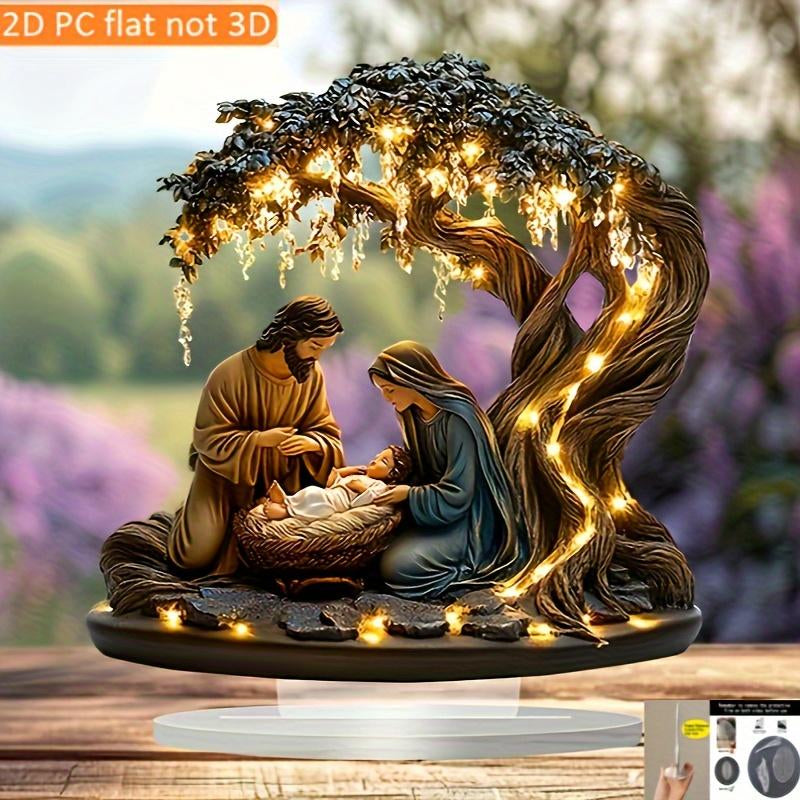 Charming 2D Flat Christmas Scene Desktop Decoration - Perfect for Home, Office & Holiday Gifting!