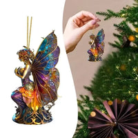 Colorful Fairy Christmas Pendant - Charming Painted Glass Ornament for Trees and Windows
