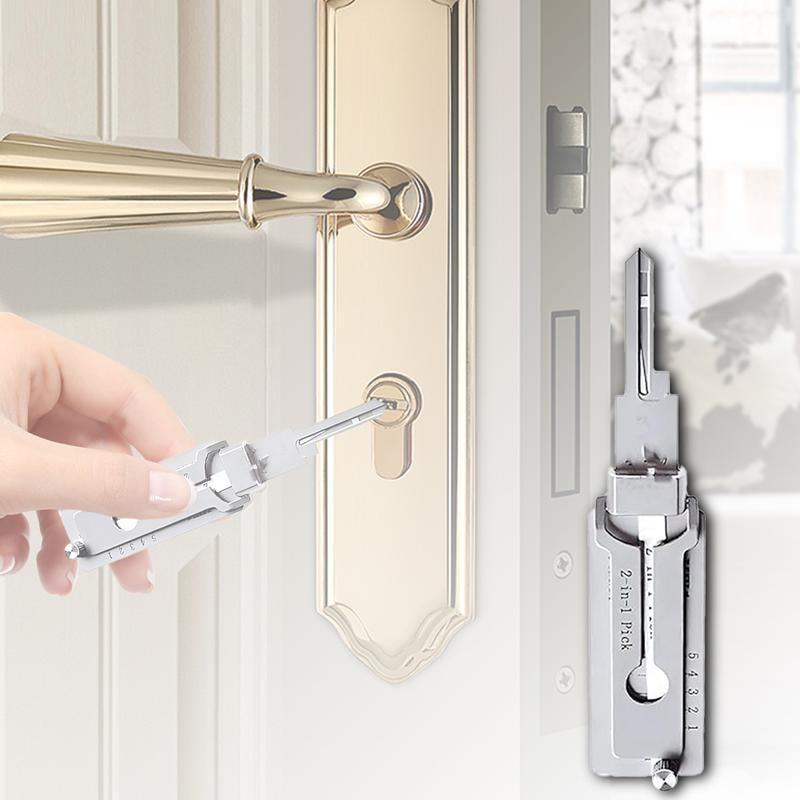 SS001 Professional Stainless Steel Key Decoder & Precision Lock Pick Tool Set - Versatile O-Ring Maintenance Kit with Gear Wrench for Automotive Repair