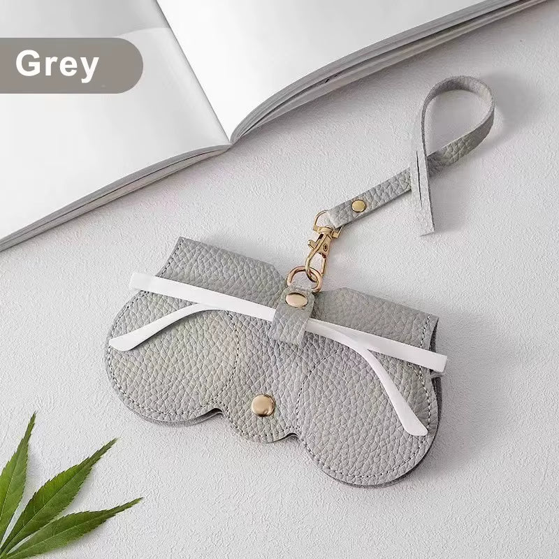 Cute Litchi Embossed PU Leather Glasses Case - Portable Sunglasses & Reading Glasses Storage Bag