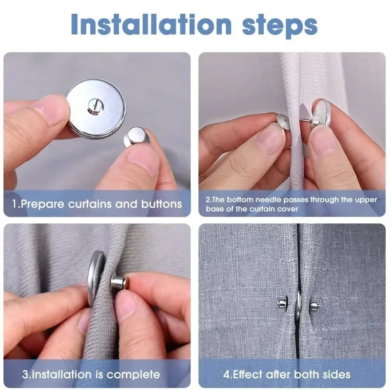 Magnetic Curtain Clips - 20 Pairs Nail-Free Detachable Buckle for Easy Adjustment