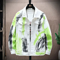 Trendy Men's Painted Denim Jacket - Stylish Graffiti Hip Hop Coat at an Affordable Price with Fast Delivery
