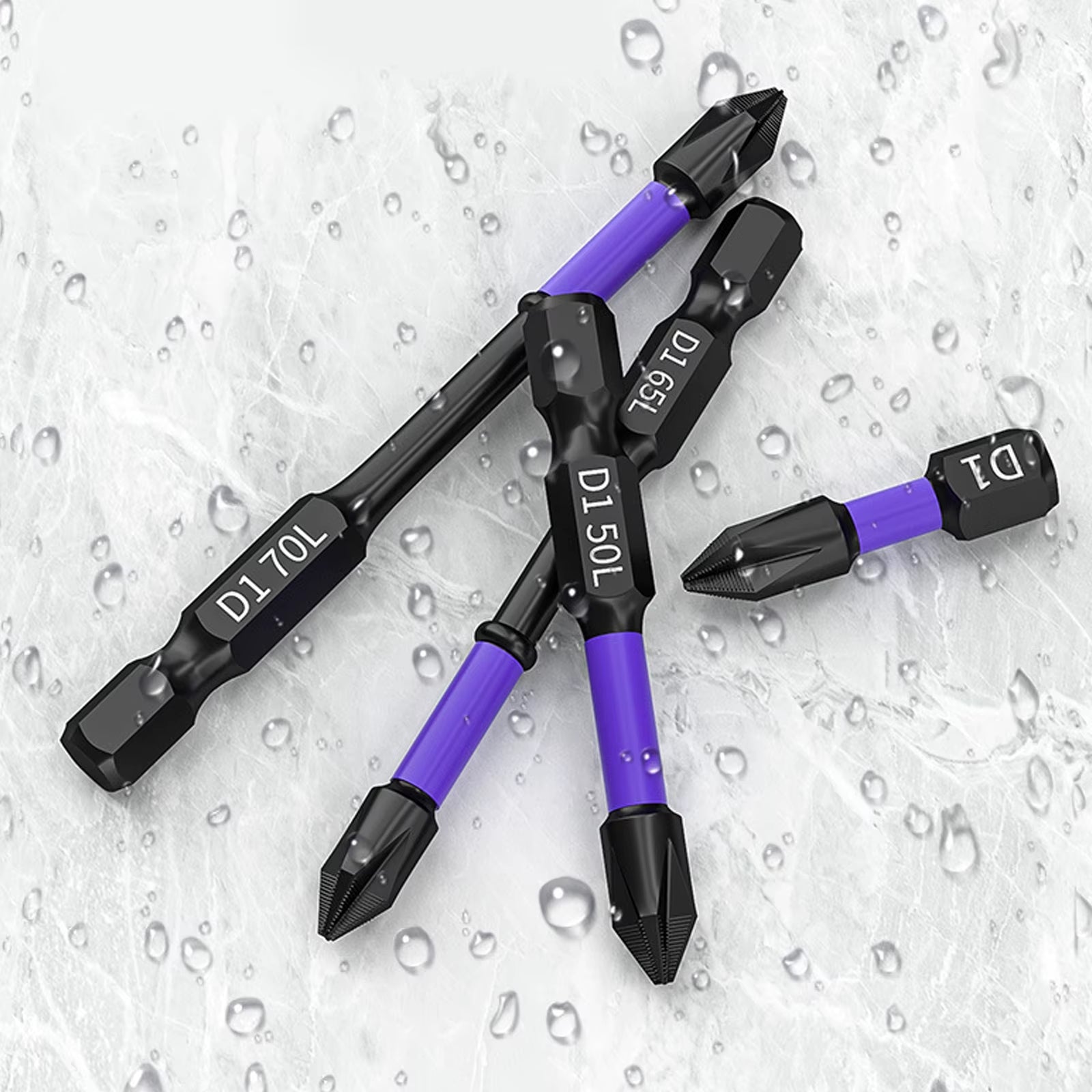 D1 Premium Shock-Proof Magnetic Screwdriver Bits Set - High Hardness PH2 in 25/50/65/70/90/150mm