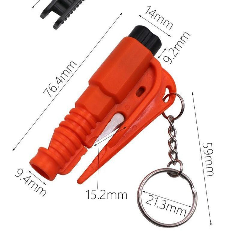 3-in-1 Car Emergency Tool: Free Window Breaker & Seatbelt Cutter with Keychain for Land & Underwater Escape