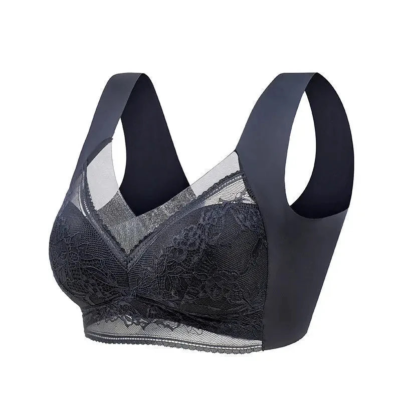 Ultimate Comfort: L-6L Large Push-Up Wireless Lace Bralette - Summer-Ready Ice Silk Plus Size Lingerie