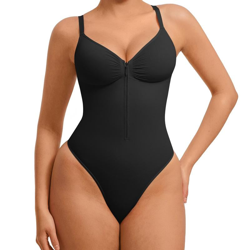 Seamless Peach Heart Collar Bodysuit - Comfortable Shapewear Jumpsuit with Zipper for Women
