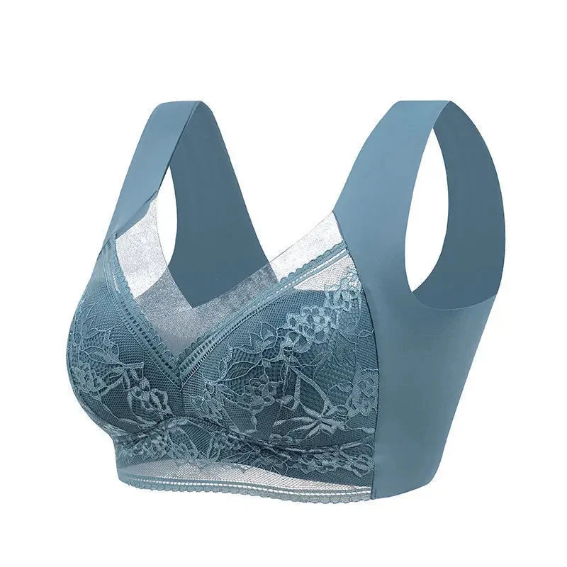 Ultimate Comfort: L-6L Large Push-Up Wireless Lace Bralette - Summer-Ready Ice Silk Plus Size Lingerie