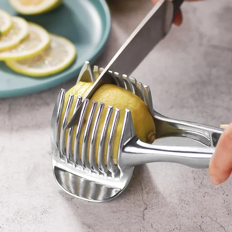 Ultimate Stainless Steel Onion Holder & Vegetable Slicer - Safe & Handy Kitchen Gadget for Effortless Cutting