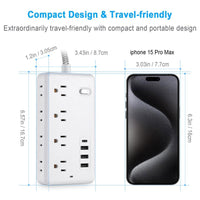 Ultimate Surge Protector Power Strip with 8 AC Outlets & 4 USB Chargers - 5Ft Braided Extension Cord for Home & Office Essentials