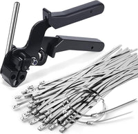 Heavy-Duty Metal Zip Ties with Stainless Steel Tie Gun - 100 Pack, 11.8 Inch UV Resistant Fastening Tool for Fences and Outdoor Use