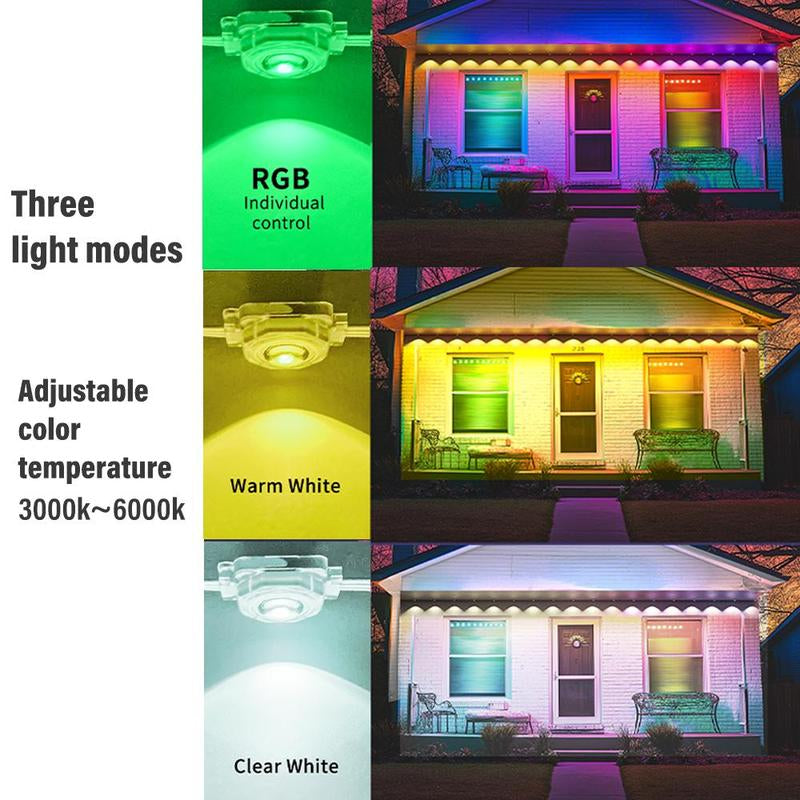 Transform Your Outdoors: Smart LED Eave & String Lights with APP & Remote Control, Waterproof for Patio, Garden & Home