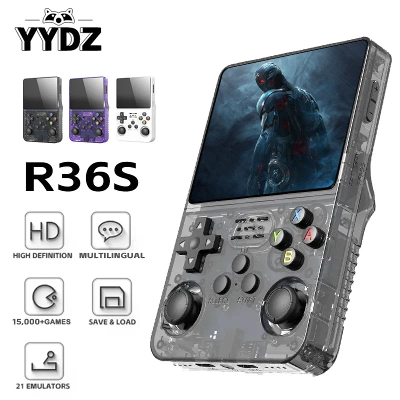 R36S Retro Handheld Game Console - 64GB, 3.5-Inch IPS Screen, Open-Source Linux - Perfect Gift for Gaming Enthusiasts!