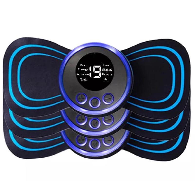 4PCS EMS Neck Massager with LCD Display - Portable Pain Relief Device with 8 Pulse Modes for Cervical and Back Muscle Stimulation