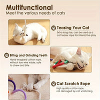 Cotton Cat Chew Toy - Interactive Catnip Rope for Teeth Cleaning and Nibbling Fun!