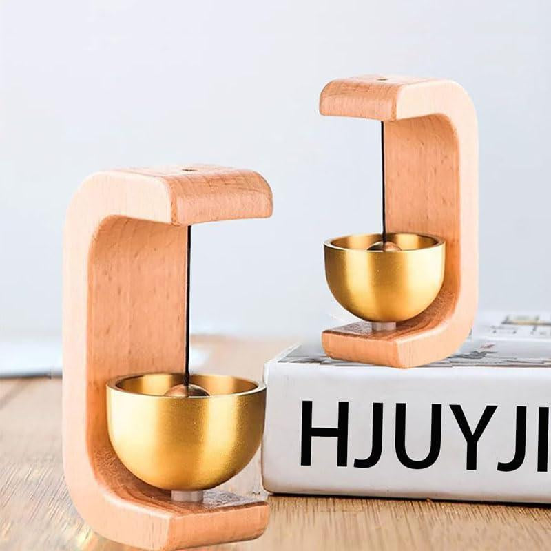 Vintage Wooden Magnetic Shopkeeper's Bell - Elegant Wireless Door Chime with Brass Bell for Home, Garden, and Shops - Perfect Housewarming Gift